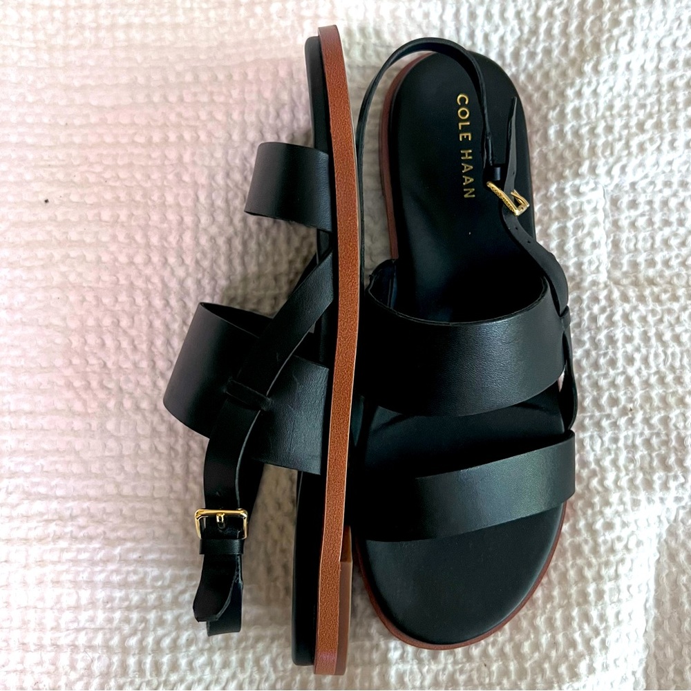 NWT Cole Haan Black Leather Sandals Size 7